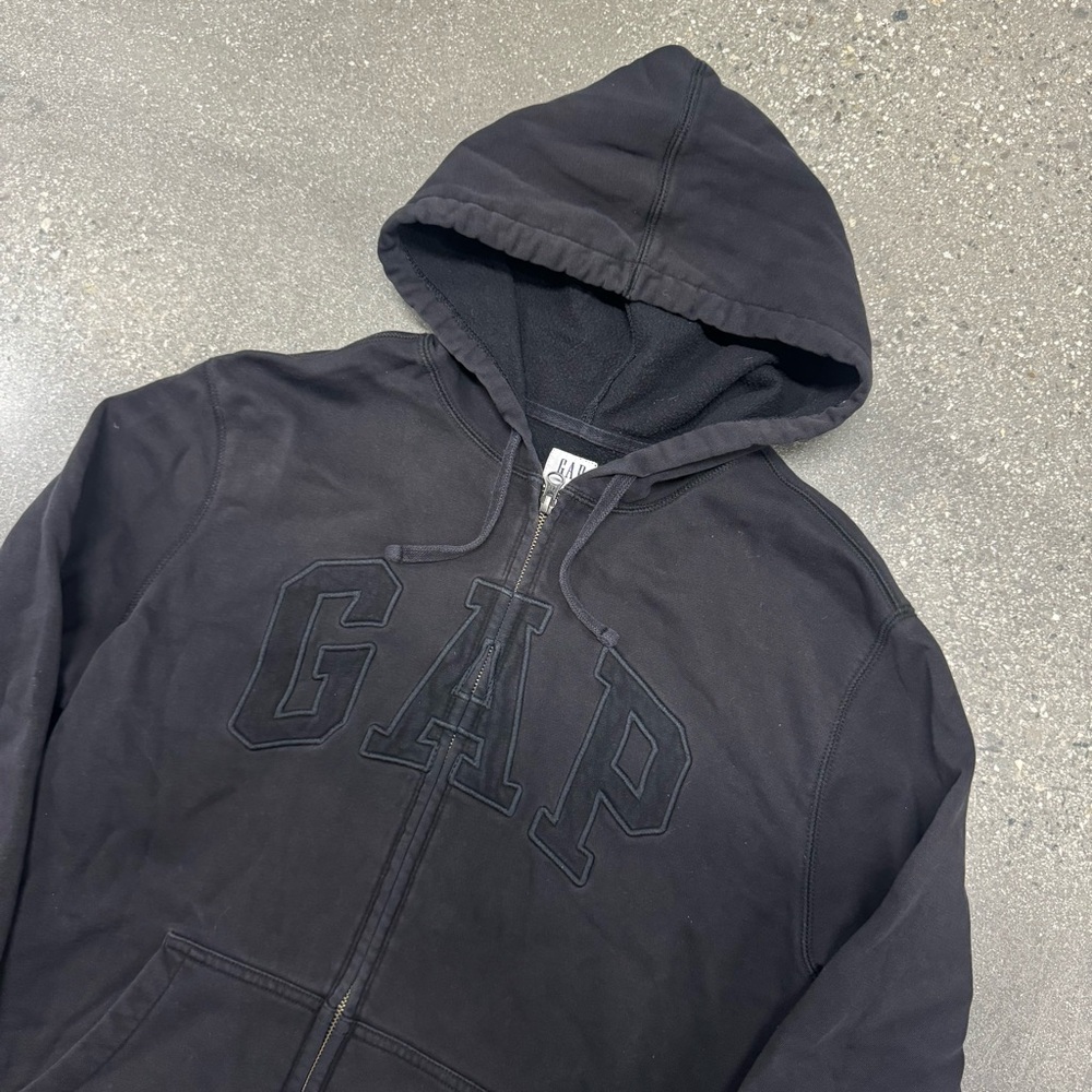 Gap Y2K 2000s Black embroidered spellout graphic hoodie size large